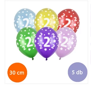 Party Lufi évszámos 5db/csomag, vegyes színekben metál 2-es
