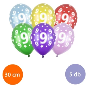 Party Lufi évszámos 5db/csomag, vegyes színekben metál 9-es