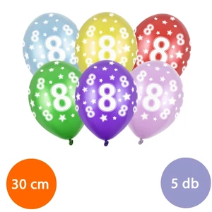 Party Lufi évszámos 5db/csomag, vegyes színekben metál 8-as