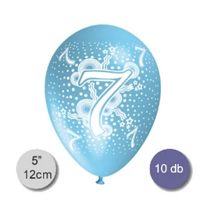 Party Lufi évszámos 7-es, pasztel színek, 10db/csomag vegyes színekben