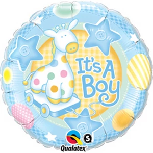 Party Lufi fiús 9inch It is A Boy Soft Giraffe - Babaszületés fólia lufi +hélium