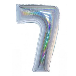 Party Lufi fólia 102cm 40" hologrammos, ezüst 7-es szám