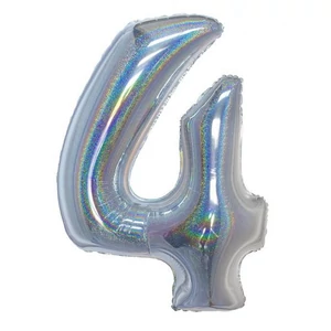 Party Lufi fólia 102cm 40" hologrammos, ezüst 4-es szám