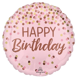 Party Lufi Fólia 18"/45cm, Gömb Happy Birthday, pink