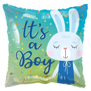 Party ECO Lufi fólia 18" /45cm párna forma, nyuszis, IT'S A BOY