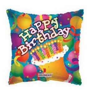 Party Lufi fólia 18inch párna alakú, Happy Birthday torta Fólia léggömb+hélium