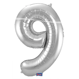 Party Lufi fólia 86cm 9-es szám, ezüst