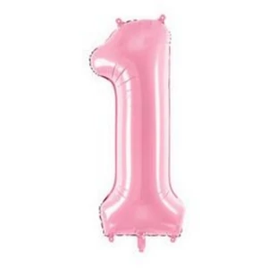 Party lufi fólia 34"-es-86cm Number 1 Babarózsaszín számos Party Lufi