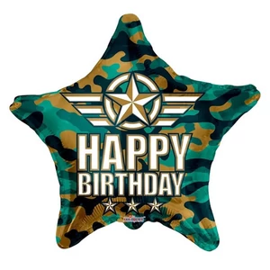 Party Lufi fólia 45cm Csillag, Army, 18 Happy Birthday