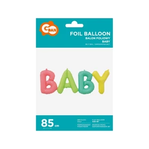 Party Lufi fólia 85x29cm baby felirat, pasztel színek