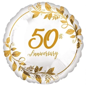 Party Lufi Fólia arany-fehér, gömb 50. évfordulós 