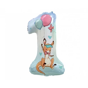 Party Lufi fólia szülinapra 1-es szám, kenguru mintás 30"-es 77cm