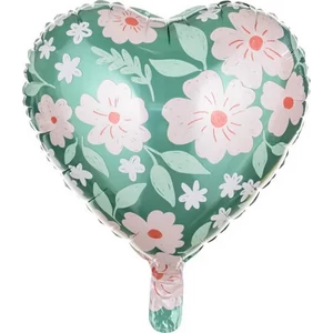 Partylufi fólia Szív tavaszi virágokkal 45cm