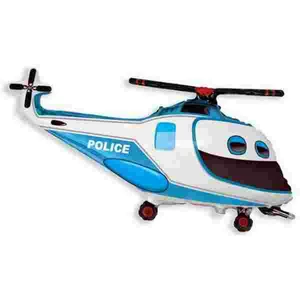 Party Lufi Super óriás Police Nagy Rendőrhelikopter mintás kék-fehér Fólia Léggömb+hélium Super Shape
