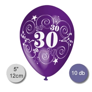 Party Lufi szülinapra évszámos, 30-as pasztel vegyes színek 10db/csomag