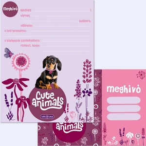 Ars Una party meghívó 24' Borítékkal Cute Animals Puppy Tacskó 50223695 prémium minőség