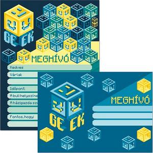 Party meghívó borítékkal Geek - Kocka 19' Ars Una 90228070 kollekció !