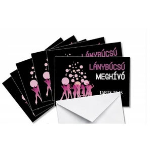 Party Meghívó lánybúcsúra Fekete pink 6db meghívó 6db boríték