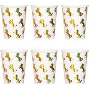 Party pohár 250ml Unicorn mintás parti papír pohár RoseGold metalizált mintázattal Unikornisos 6db