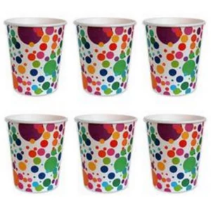 Party pohár 250ml Színes konfettis, papír pohár 6db/csomag