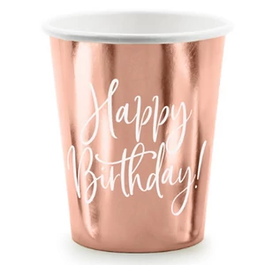 Party pohár 2dl 6db/csomag rose gold,happy b'day felirat