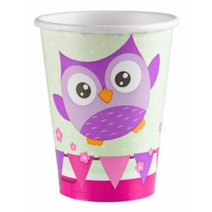 Party pohár baglyos 266ml 8db/csomag