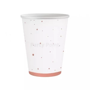 Party pohár elegáns fehér Rosegold mintával 6db/cs. 250 ml