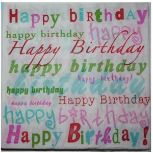Party Szalvéta 20db fehér Happy Birthday R9903863