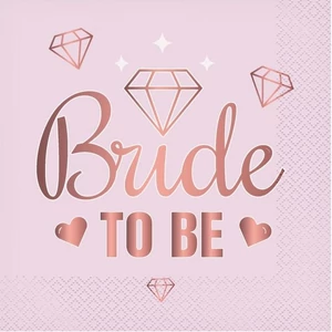 Party szalvéta 33x33cm Bride to Be pink 20db/csomag