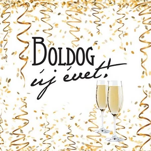 Party szalvéta szilveszteri 3 rétegű, 33x33cm Boldog Új évet felirattal
