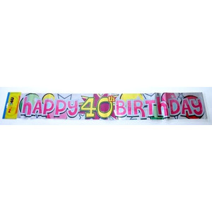 Party banner szülinapi felirat Happy Birthday 40-es 3, 6m