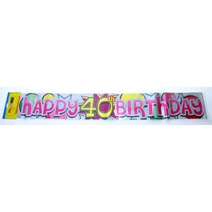 Party banner szülinapi felirat Happy Birthday 40-es 3, 6m 