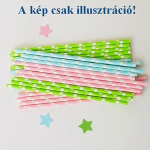 Party szívószál 20cm Party több színben, fehér pöttyös papír (25db/csom)