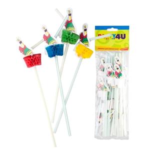 Party szívószál pezsgős 24cm 12db/csomag