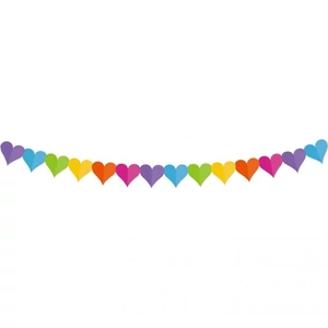 Party banner dekor színes szív alakú, 3,6m