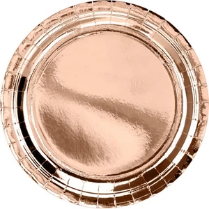 Party tányér papírból rosegold, 23cm, 6db/csomag
