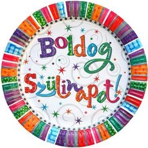 Party tányér Szülinapi Radiant Boldog Szülinapot feliratos parti tányér 23cm (6db/csomag) Happy Birthday