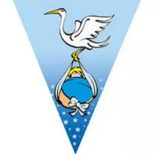 Party banner babás 10db zászlóval, baba születésre, kék