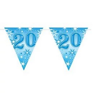 Party banner Szülinapi 20 Happy Birthday - Blue Sparkle -20- Kék Parti Zászlófűzér 360cm