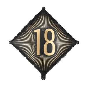 Partylufi fólia 18. évszámos, fekete-arany számmal 