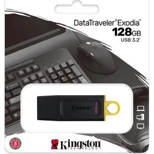 Pendrive 128GB Kingston USB 3.2, DataTravel Exodia fekete-sárga 