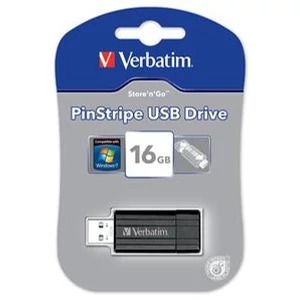 Pendrive 16GB Verbatim USB 2.0, 10/4MB/sec PinStripe, fekete Verbatim 49063