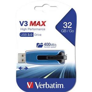 Pendrive 32GB USB 3.0 175/80 MB/sec VERBATIM V3 MAX kék-fekete