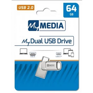 Pendrive 64GB USB 2.0 + USB-C alumínium ház MYMEDIA "Dual" (by VERBATIM)