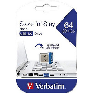 Pendrive 64GB USB 3.0, 80/25MB/sec VERBATIM NANO STORE ´N´ STAY