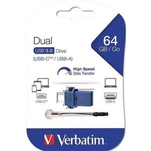 Pendrive 64GB USB 3.0+USB-C adapter VERBATIM DUAL UV64DC