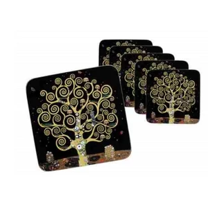 Poháralátét parafa 10x10cm, 6db-os,Klimt: Életfa