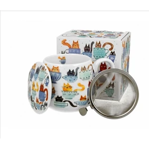 Bögre porcelán 430 ml tetővel fémszűrővel dobozban