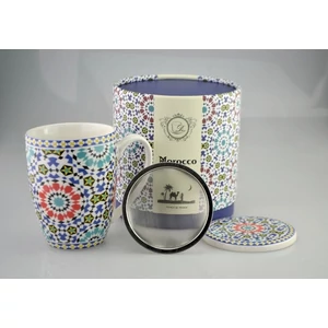 Bögre porcelán Marokko mintás bögre+szűrő+tető díszdobozos Porcelán
