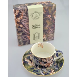 Porcelán csésze 250ml Yucca mintás csésze+alj 9x6cm-es díszdobozos finom Porcelán